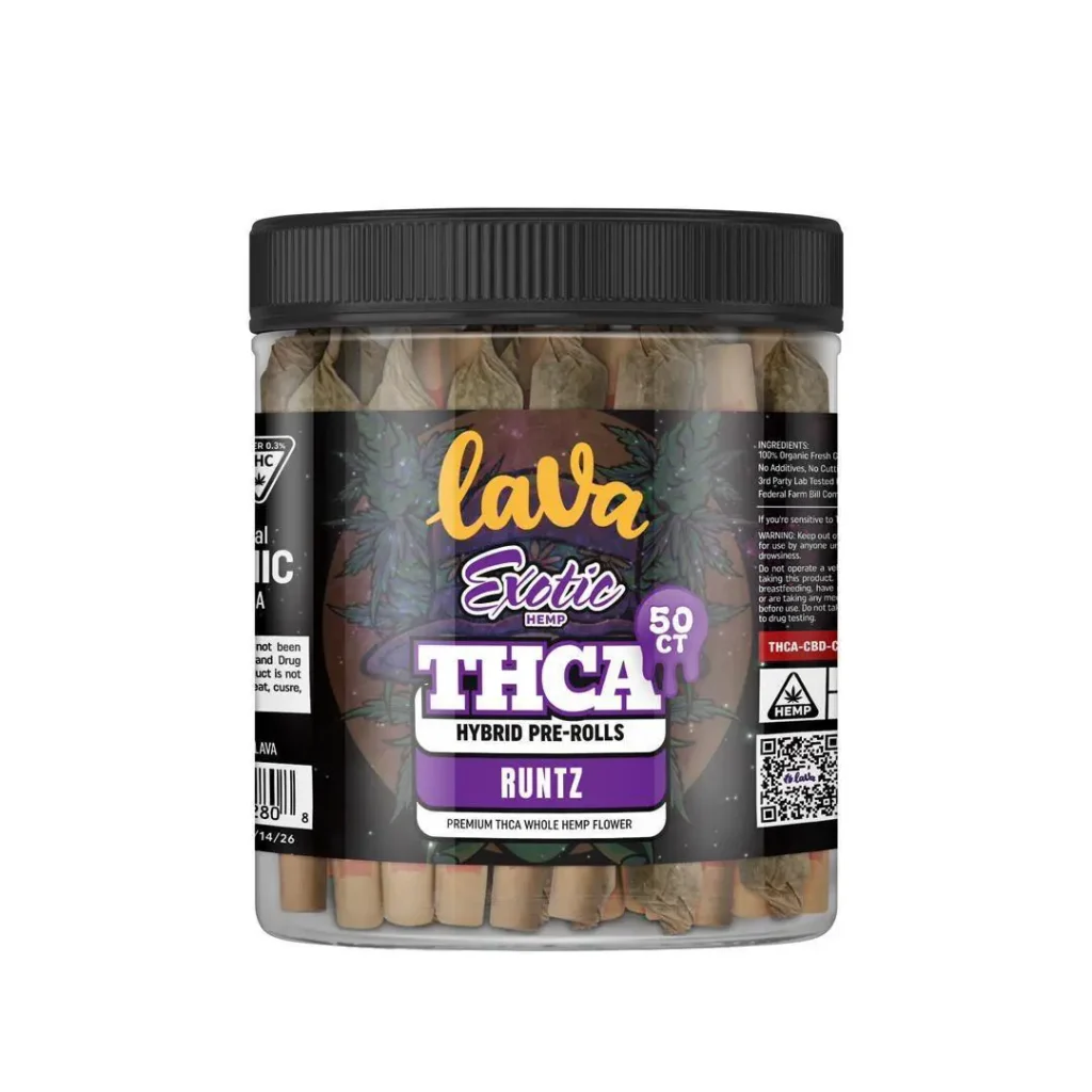 Runtz - THCA Hybrid Pre-Rolls 1 Jar – Lava Exotic Hemp 50ct